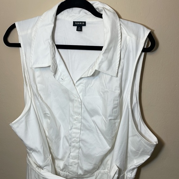 Torrid size 4 WHITE POPLIN COLLARED SHIRTDRESS - Picture 9 of 12